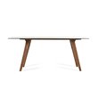 Pemberly Row Rectangular Tempered Glass & Wood Dining Table in Walnut