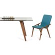 Pemberly Row Rectangular Tempered Glass & Wood Dining Table in Walnut