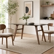 Pemberly Row Rectangular Tempered Glass & Wood Dining Table in Walnut