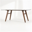 Pemberly Row Rectangular Tempered Glass & Wood Dining Table in Walnut