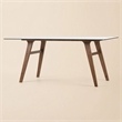 Pemberly Row Rectangular Tempered Glass & Wood Dining Table in Walnut
