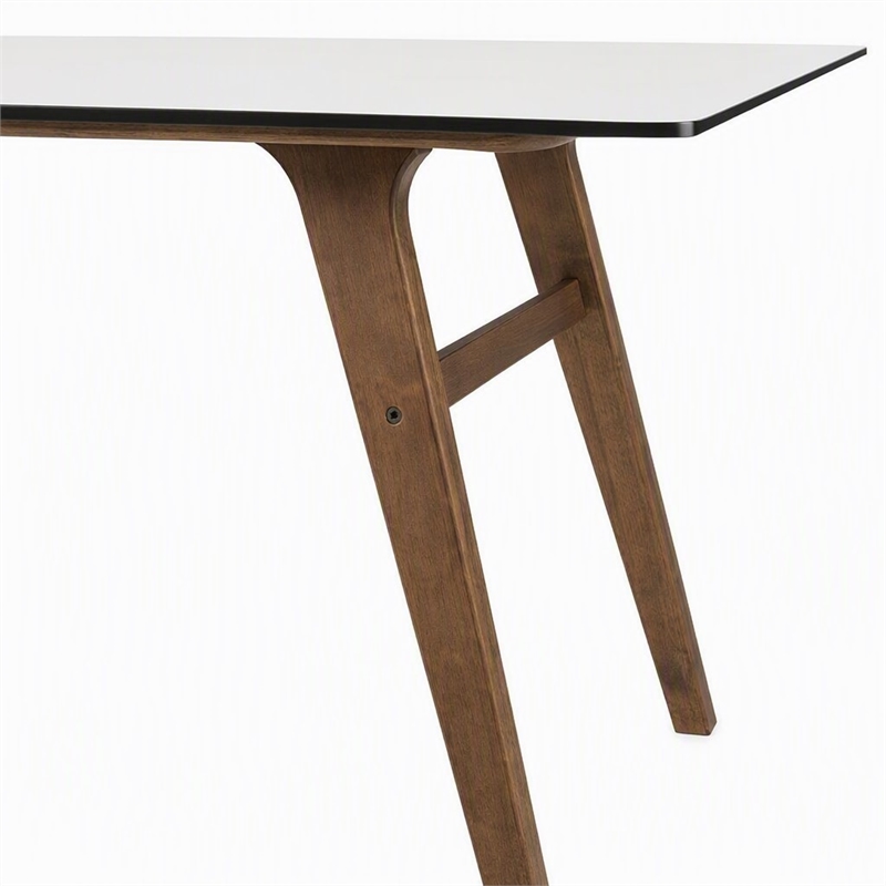 Pemberly Row Rectangular Tempered Glass & Wood Dining Table in Walnut