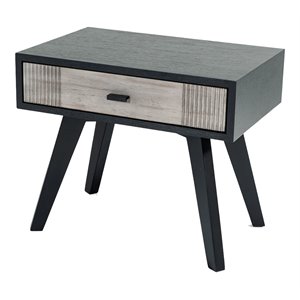 Pemberly Row Contemporary Veneer Wood 1-Drawer Nightstand in Gray/Black