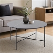 Pemberly Row Hobart Round Ceramic and Metal Coffee Table in Matte Black