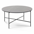 Pemberly Row Hobart Round Ceramic and Metal Coffee Table in Matte Black