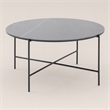 Pemberly Row Hobart Round Ceramic and Metal Coffee Table in Matte Black