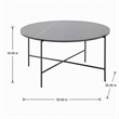 Pemberly Row Hobart Round Ceramic and Metal Coffee Table in Matte Black