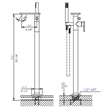 Pemberly Row Floor Mounted Bath Tub Filler in Polished Chrome Brass
