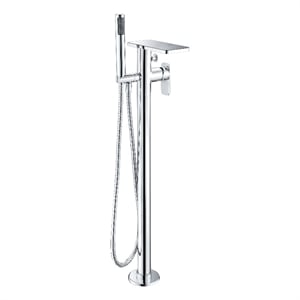 Pemberly Row Floor Mounted Bath Tub Filler in Polished Chrome Brass