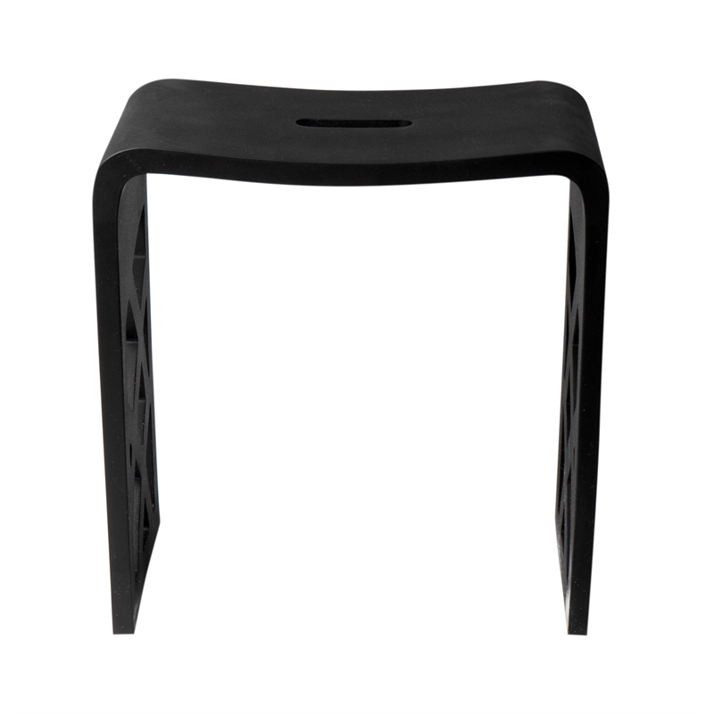 Pemberly Row Black Matte Resin Bathroom/Shower Stool with 330 lb Capacity