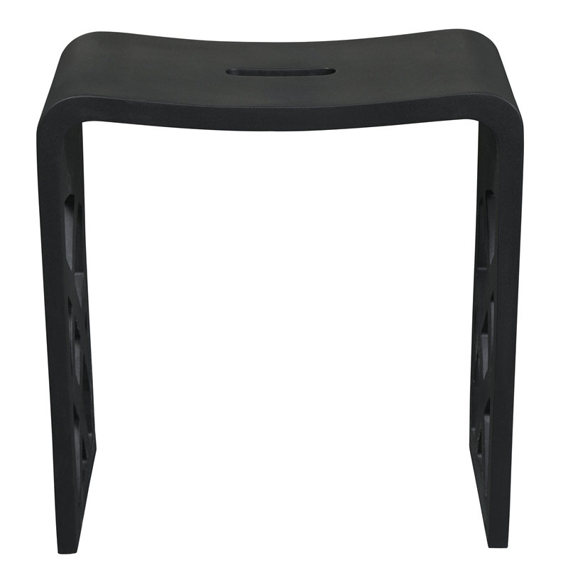 Pemberly Row Black Matte Resin Bathroom/Shower Stool with 330 lb Capacity