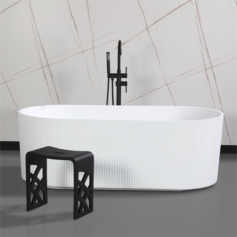 Pemberly Row Black Matte Resin Bathroom/Shower Stool with 330 lb Capacity