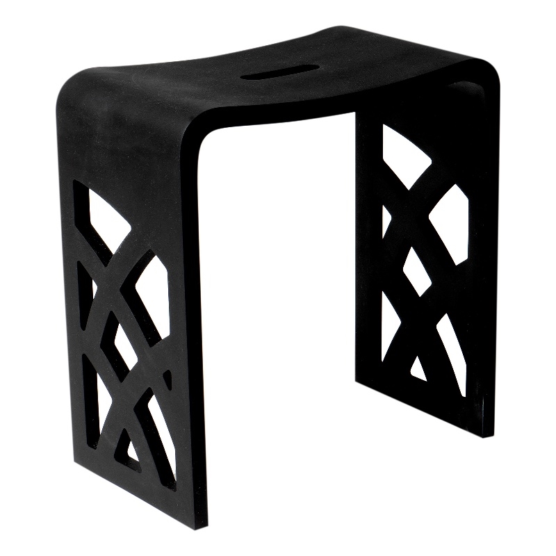 Pemberly Row Black Matte Resin Bathroom/Shower Stool with 330 lb Capacity