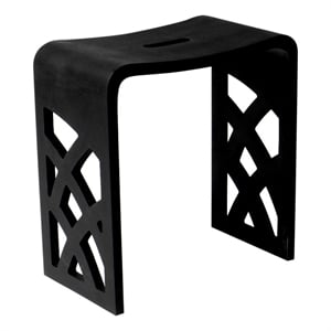 Pemberly Row Black Matte Resin Bathroom/Shower Stool with 330 lb Capacity
