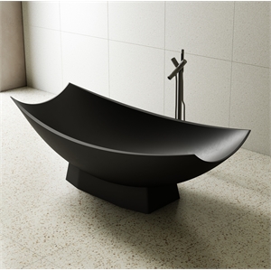 Pemberly Row 71&quot Hammock Style Resin Freestanding Bathtub in Black Matte