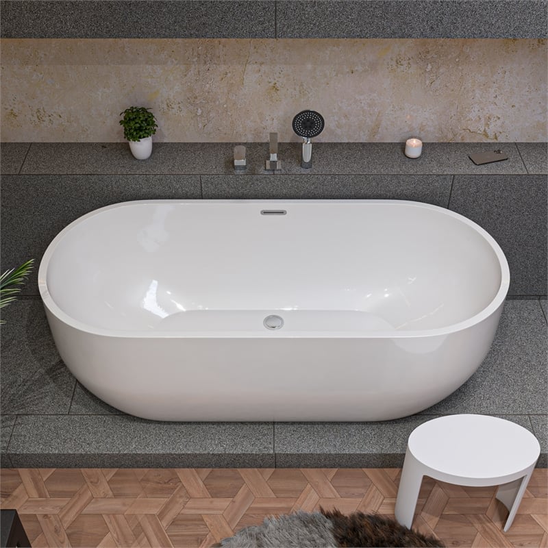 Pemberly Row Solid Surface Resin Shower Stool in White Matte Finish