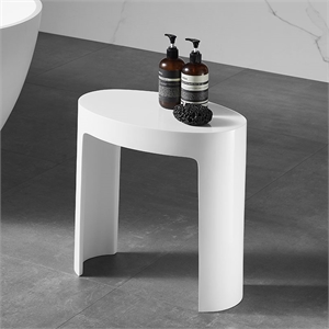 Pemberly Row Solid Surface Resin Shower Stool in White Matte Finish