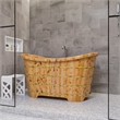 Pemberly Row 63 Inch Free Standing Cedar Wooden Bathtub in Natural