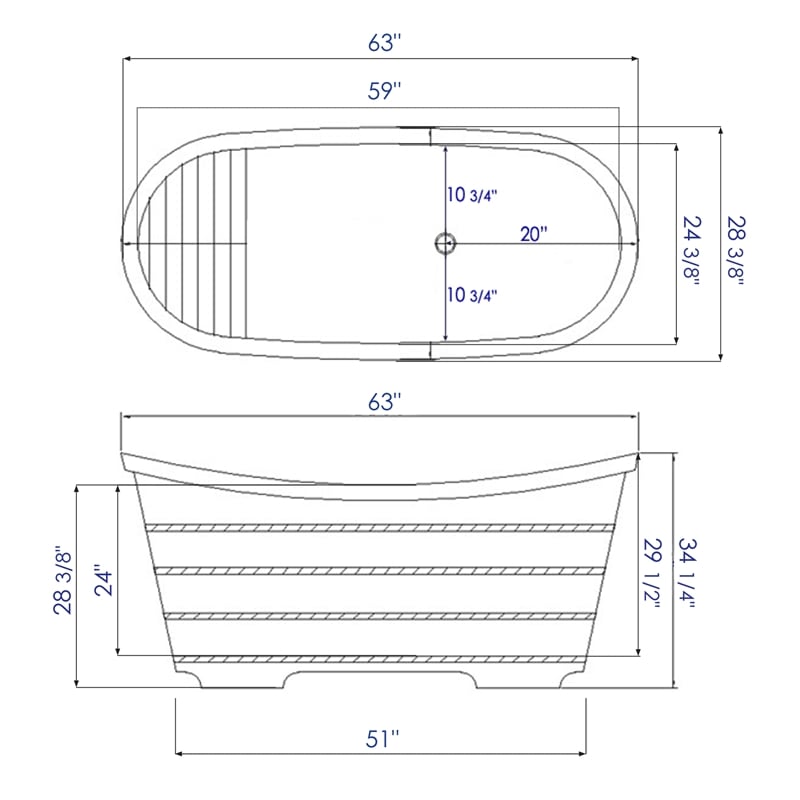 Pemberly Row 63 Inch Free Standing Cedar Wooden Bathtub in Natural