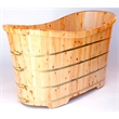 Pemberly Row 63 Inch Free Standing Cedar Wooden Bathtub in Natural