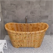 Pemberly Row 63 Inch Free Standing Cedar Wooden Bathtub in Natural