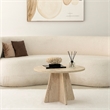 Pemberly Row Marble Coffee Table in Travertine Beige Finish