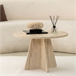 Pemberly Row Marble Coffee Table in Travertine Beige Finish