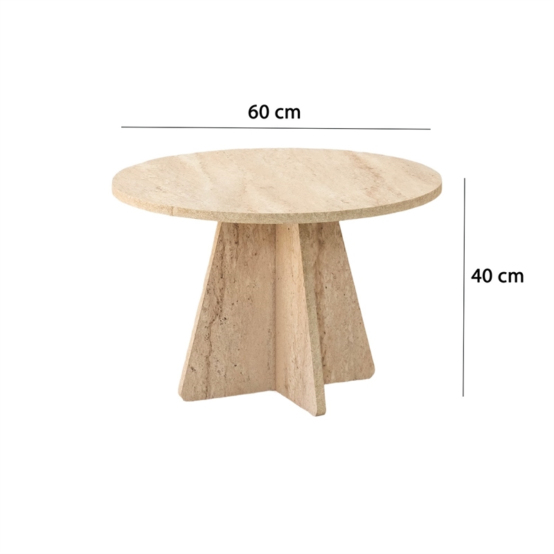 Pemberly Row Marble Coffee Table in Travertine Beige Finish