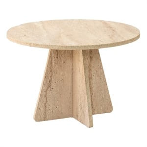 Pemberly Row Marble Coffee Table in Travertine Beige Finish