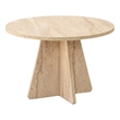 Pemberly Row Marble Coffee Table in Travertine Beige Finish