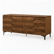 Pemberly Row Mid Century Walnut and Black Dresser with 6 Drawers