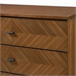 Pemberly Row Mid Century Walnut and Black Dresser with 6 Drawers