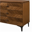 Pemberly Row Mid Century Walnut and Black Dresser with 6 Drawers