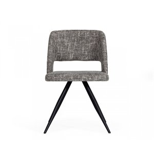 Pemberly Row Modern Gray Fabric Dining Chairs Set of 2 with Metal Frame