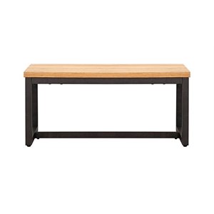 Pemberly Row Square Low End Table in Oak Veneer and Black Metal Finish
