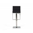 Pemberly Row Adjustable Faux Leather Bar Stool with Stainless Steel in Black