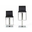 Pemberly Row Adjustable Faux Leather Bar Stool with Stainless Steel in Black