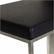 Pemberly Row Adjustable Faux Leather Bar Stool with Stainless Steel in Black