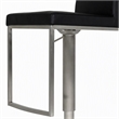 Pemberly Row Adjustable Faux Leather Bar Stool with Stainless Steel in Black