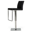Pemberly Row Adjustable Faux Leather Bar Stool with Stainless Steel in Black