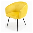 Pemberly Row Velvet and Matte Black Dining Chair in Yellow with Carved Back