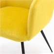 Pemberly Row Velvet and Matte Black Dining Chair in Yellow with Carved Back