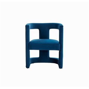Pemberly Row Modern Velvet Accent Chair in Blue with Tuxedo Arms