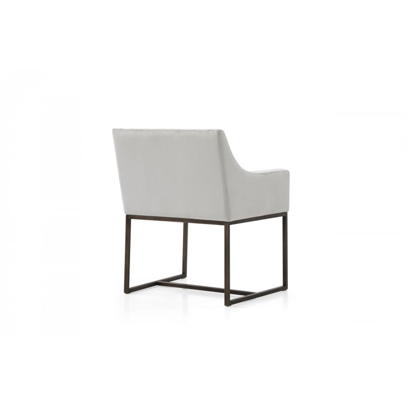 Pemberly Row Modern Velvet Dining Chair in Beige with Antique Brass Legs