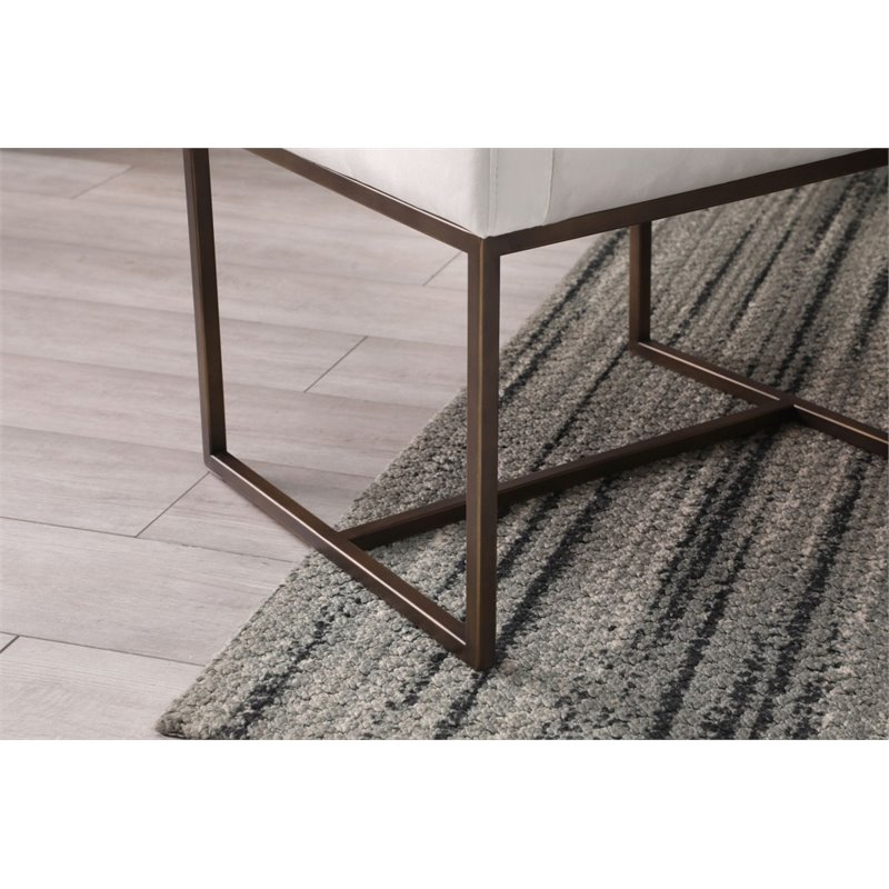 Pemberly Row Modern Velvet Dining Chair in Beige with Antique Brass Legs