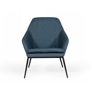 Pemberly Row Stitch Detail Eco-Leather & Metal Accent Chair in Blue