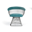 Pemberly Row Windsor Velvet & Steel Dining Chair in Teal Blue