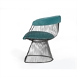 Pemberly Row Windsor Velvet & Steel Dining Chair in Teal Blue