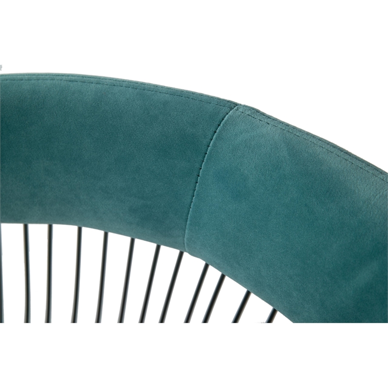 Pemberly Row Windsor Velvet & Steel Dining Chair in Teal Blue