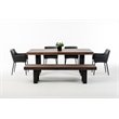 Pemberly Row 3 in Thick Rectangular Wood & Metal Dining Table in Walnut